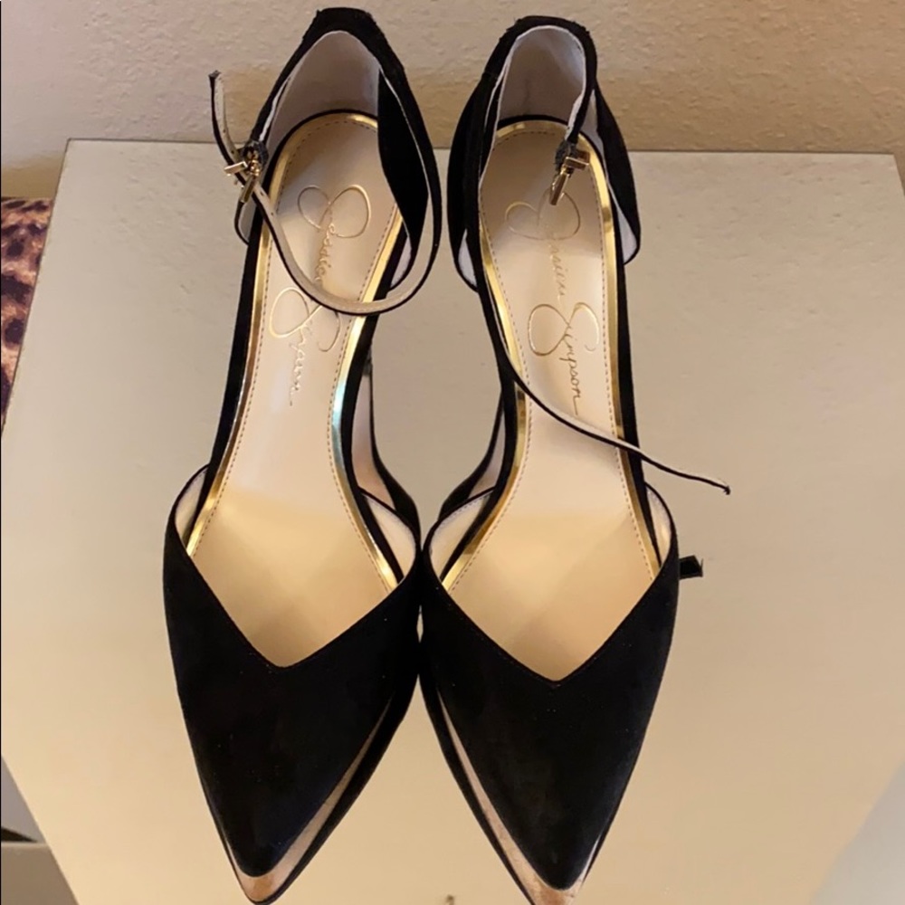 Jessica Simpson black suede/leather pumps sz 9